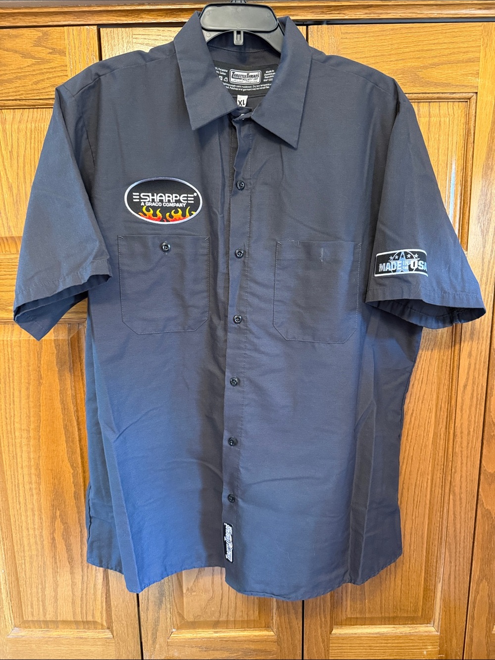 Work Shirt - Men's Short Sleeve Gray Button-Up- XL/26” pit to pit 32” length